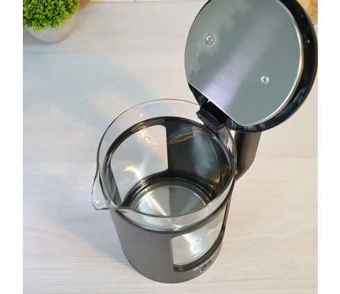 Чайник электрический Sakura SA-2737BK, черный, стекло, пластик, подсветка, 1,5 л, 1500-1800 Вт
